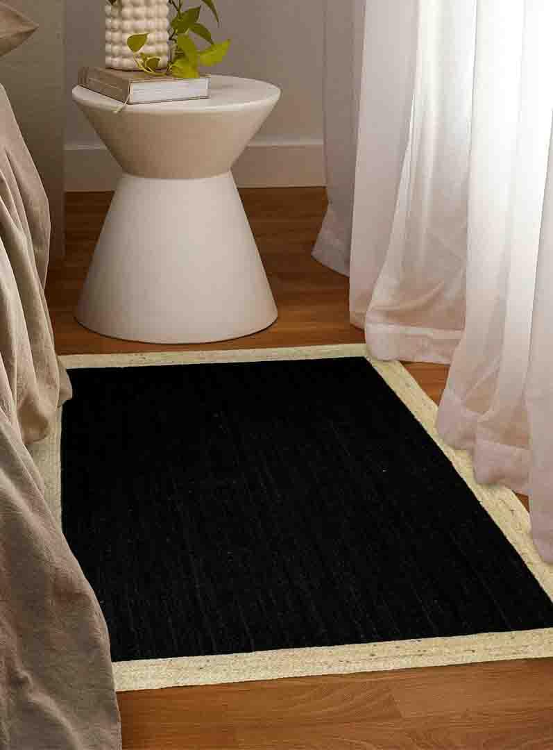 Trademoon Indian Handmade Braided Inner Black Natural Jute Area Rug, Jute Rug, Living Room, Bedroom, Doormat Rug Size - 5 x 7 Feet (150 cm x 210 cm)