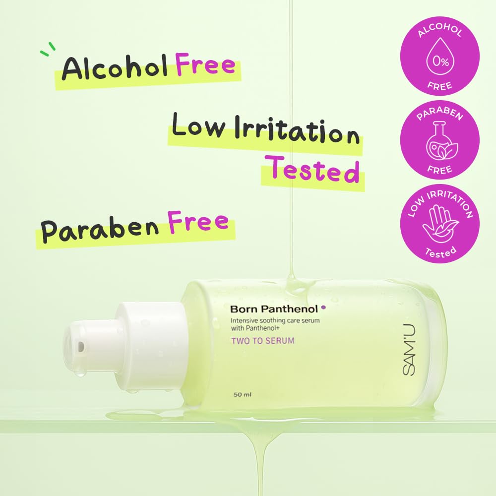 SAM'U Born Panthenol Two-to Serum with Centella Asiatica & Green Tea Seed Serum for women, Hydrating and Soothing Formula with Hyaluronic Acid – Korean Skincare for All Skin Types (50ml / 1.69 fl oz) - Image 5