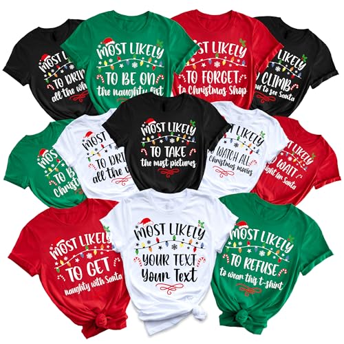 Lantliv 100 Quotes Funny Most Likely to Christmas Custom Sayings Shirts Family and Group Funny Shirts Xmas Tee