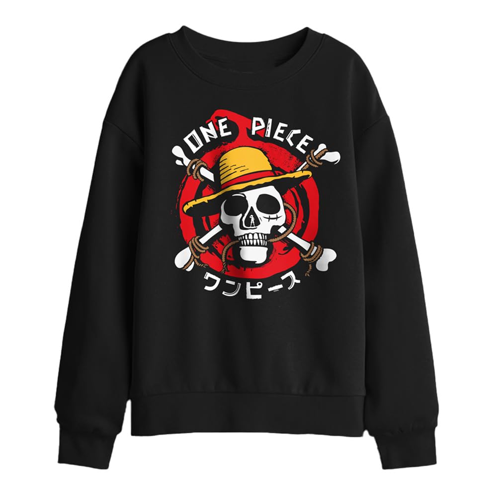 One Piece Devil Fruit Skull Kids Sweatshirt, Black, 7-8Y