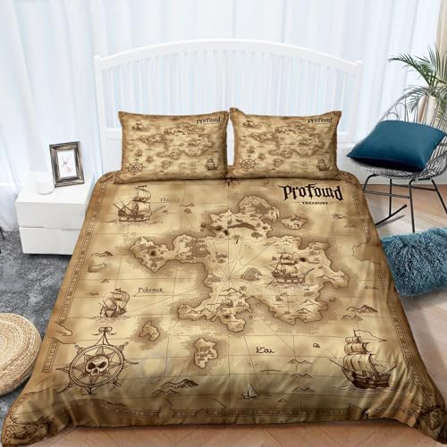 Housse de couette microfibre de qualité supérieure avec impression 3D carte rétro - 3