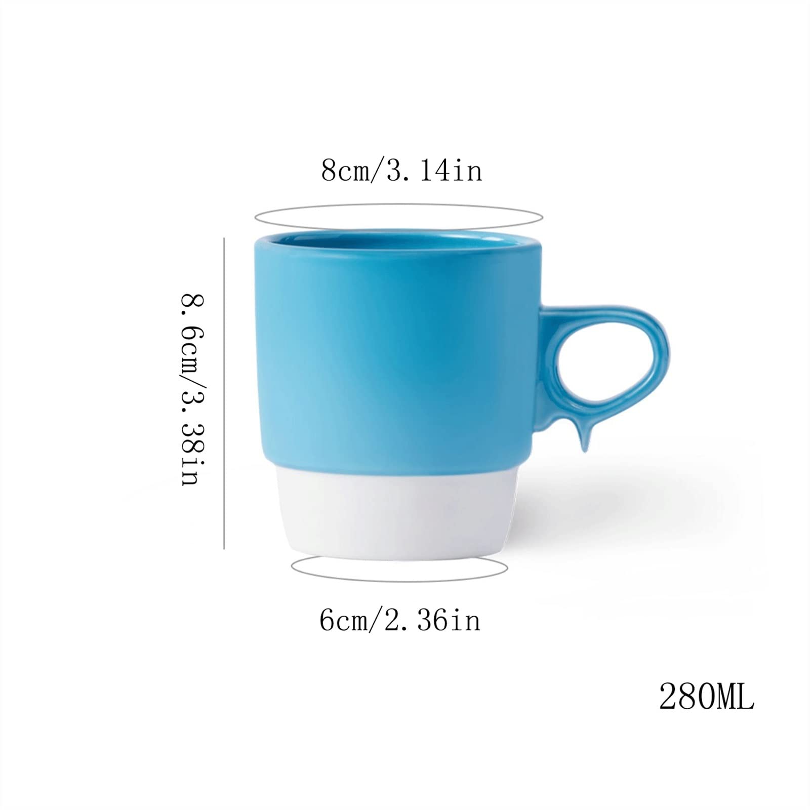 Maison Tasse à café en céramique simple de 280 ML tasse thé exquise après-midi bureau conception créative Décoration(Blue)