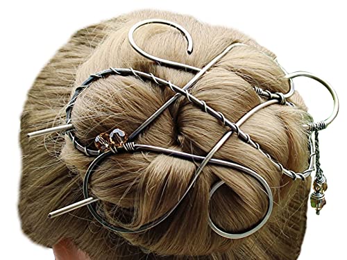 Silver Celtic Hair Clip Metal Hair Clip Large Bun Holder Hair Fork Long Thick Hair women Christmas Gift image 2
