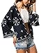 Ladies Snow Flakes Kimono Cardigan Wraps Bikini Short Blouse ? Tops Cover Ups Black ?>
