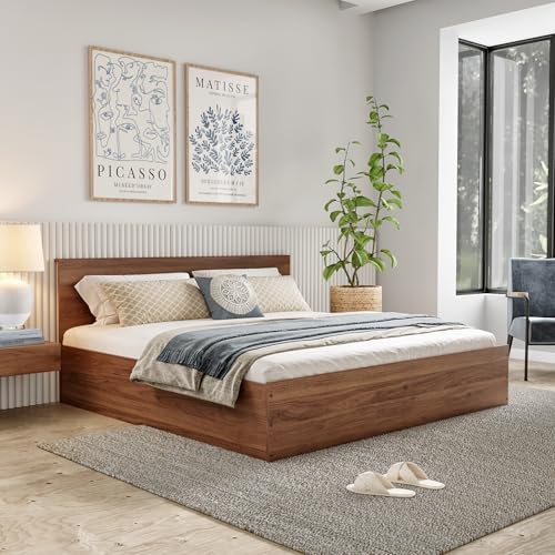 Wakefit Bed | King (78 X 72) Engineered Wood Bed with Storage, 1 Year Warranty | - Taurus - Columbian Walnut