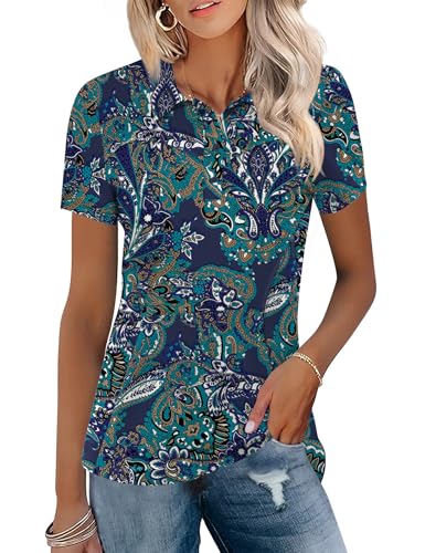 Image of TFSDOD Womens Golf Polo Shirts Collared Short Sleeve T Shirt Lightweight Moisture Wicking Polo Casual 3 Buttons Outfits