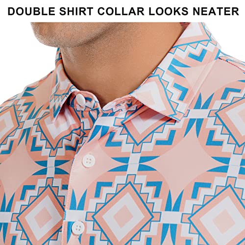 Deolax Mens Golf Shirt Fashion Prints Athletic Golf Polo Shirts Casual Classic Fit Soft Breathable Mens Polo Shirts Short Sleeve Performance Moisture Wicking Quick Dry Golf Shirts For Men Pink #TOP3