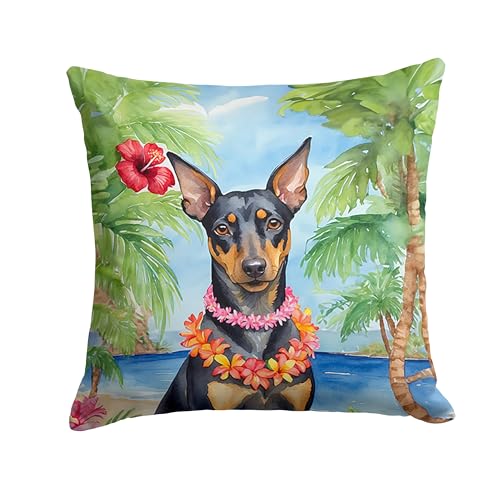 Caroline's Treasures Luau Party Decorative Throw Pillow, 14Hx14W, Manchester Terrier 6474
