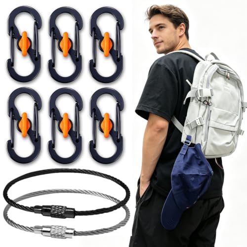 Qivievsa Zipper Clips Anti Theft,Lockable,Travel Set,Black,6+2 Pcs