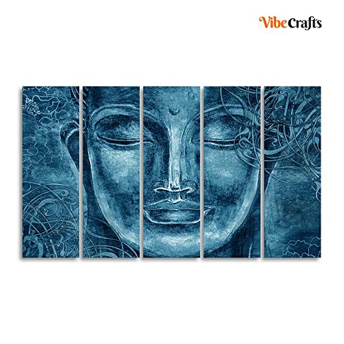 Image of VIBECRAFTS Face Sculpture of Buddha Five Pieces Wall Painting For Home|Office|Living Room|Gift (PTVC5Pcs4 8581)