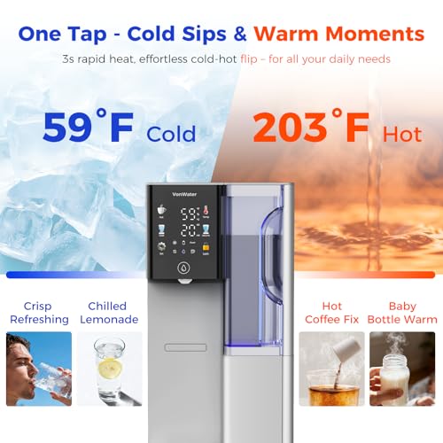 Image of C5 Countertop Reverse Osmosis Water Filter, Hot and Cold RO System-3s Instant Hot, 6 Temp Settings 7-Stage RO Filtration Dispenser, NSF /ANSI372 /42 /58, Portable Pitcher, 3:1 Pure to Drain