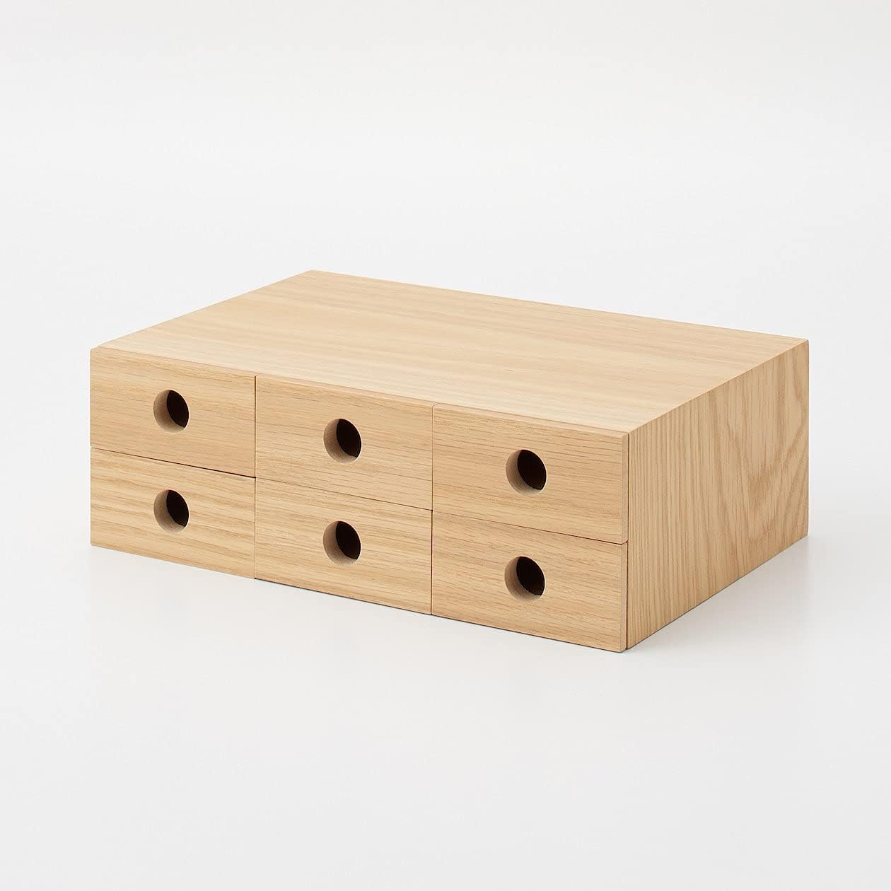 MUJI 6-Tier Wooden Accessory Storage unit in horizontal orientation