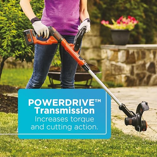 Image of Black+Decker 40V MAX 13 Inch String Trimmer and Lawn Edger with Battery and Charger, Cordless Weed Eater with Charge Indicator, High Torque PowerDrive Technology (LST140C)