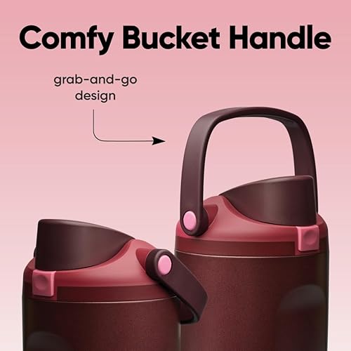 Miniatura 5 de Botella de agua Owala FreeSip con aislamiento de acero inoxidable con pico de dos vías, pajita incorporada y asa de cubo, fabricada para viajes,