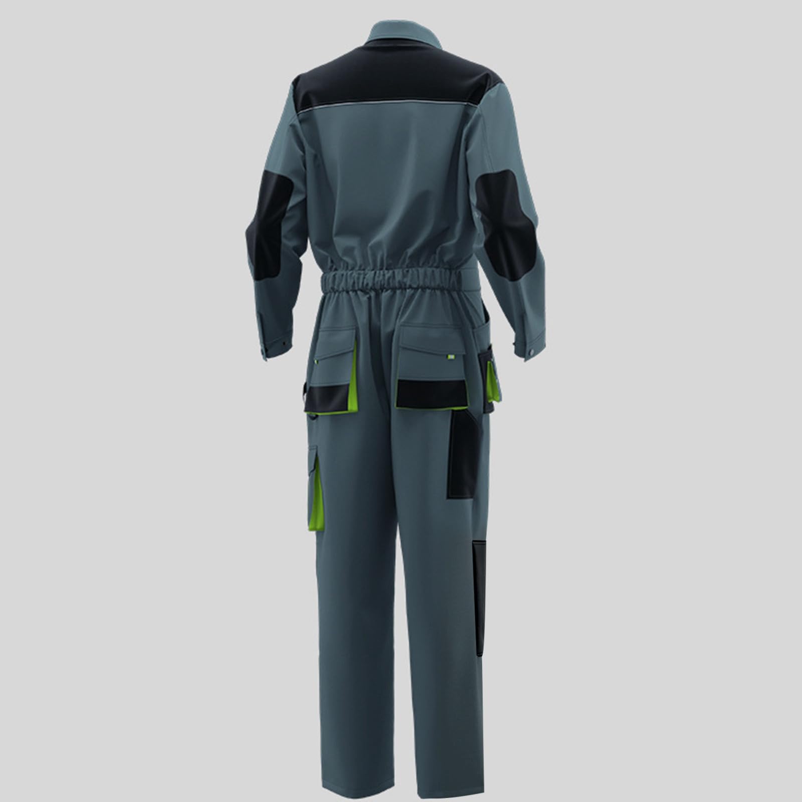 Tuta da lavoro da uomo, oversize, con chiusura lampo, in cotone, a maniche lunghe, patchwork, traspirante, ripstop, abbigliamento da lavoro estivo