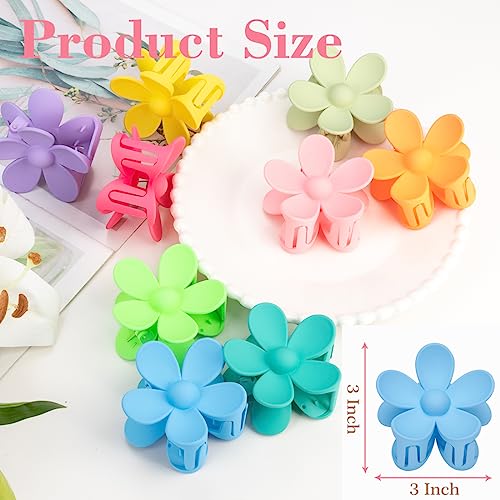 Claw Clips, 9 Pcs Matte Flower Claw Clips, Large Hair Claw Clips For Women Thick Hair, Non Slip 9 Styles Strong Hold Metal Claw Clips Hair Clips For Women Thick Hair & Thin Hair, Large Claw Clips #TOP1