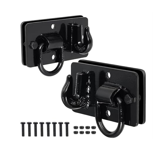 2PCS Bolt-On Grab Hook with D-Ring Mount Plate, 8”x4.25” Tractor Bucket Hooks with Backing Plate, 3/8” Grade 70 Hook & 1/2” D-Ring, 7500LBS Load Capacity for Loader Bucket, Skid Steer, Trailer, Truck