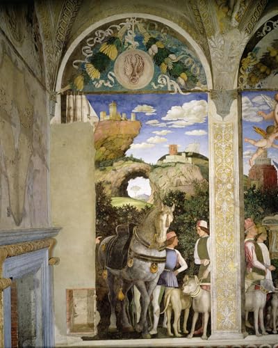 Cheval et Marié avec Chiens de Chasse Poster, Peinture Style Graffiti Andrea Mantegna