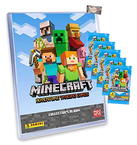 Preisvergleich Produktbild Minecraft Karten Adventure - Minecraft Trading Cards (2021) - 1 Sammelmappe + 5 Booster + stickermarkt24de Gum