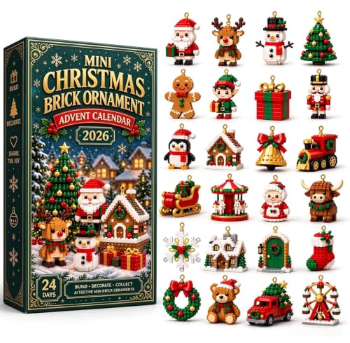 24 Day Mini Christmas Brick Ornament Advent Calendar, 24 Buildable Bricks - image 1