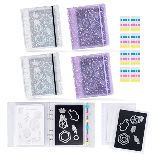 Image of Magnetic Sheets and Storage Bags for Stamps and Dies Storage with Album Pocket, Die Cut Storage Set for Storage Die Cutting,DIY Scrapbooking,Card Making Supplies (4sets 2Purple & 2White)