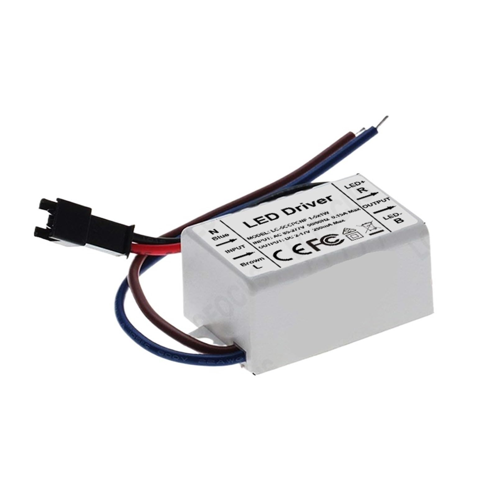 Trasformatore per LED, Driver LED a corrente costante 120-600mA AC 85-277V Adattatore di alimentazione con custodia in plastica 1-5W 1/10 pezzi(250mA 2-17V,1 Piece)