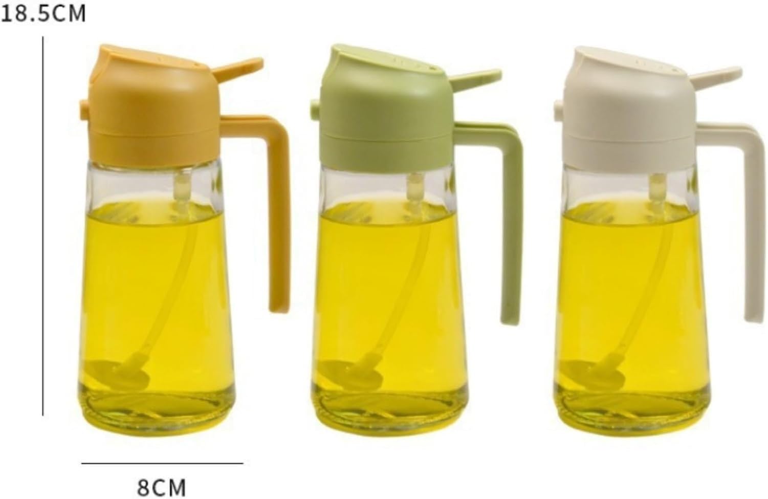 Wiederverwendbare Ölflasche für Kochen, Frittieren und Backen – Sprühflasche für Olivenöl mit Essigspender, ideale Öl Dose für Fritteuse Kohlenhydratarm, Yellow, 19x8cm