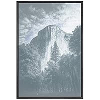 SIGNWIN Framed Canvas Wall Art Blue Wash Out Cloudy Sky with Mountain and Forest Nature Wilderness Realism Modern Scenic Relax/Calm Duotone for Living Room, Bedroom, Office - 16
