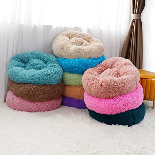 Plush Calming Dog Bed, Donut Dog Bed For Small Medium Large Dogs, Anti Anxiety Round Dog Bed, Soft Fuzzy Calming Bed For Dogs & Cats, Comfy Bed, Marshmallow Cuddler Nest Calming Pet Bed #TOP5