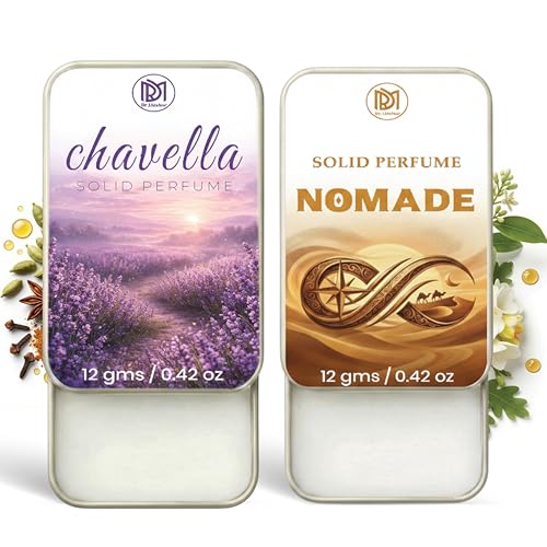 Image of Dr.Mashur Solid Perfume |Nomade&Chavella Alcohol Free Wax Perfume Balm, Long Lasting | Pocket Tin 12g, Pack Of 2| Non Greasy Smooth Glide, Travel Friendly Men And Women