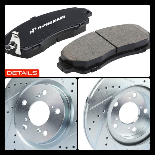 A-Premium 12.60 inch (320mm) Front Drilled and Slotted Disc Brake Rotors + Ceramic Pads Kit Compatible with Select Honda Models - Odyssey 2011 2012 2013 2014, 6-PC Set by A-Premium - Used condition - Image 9