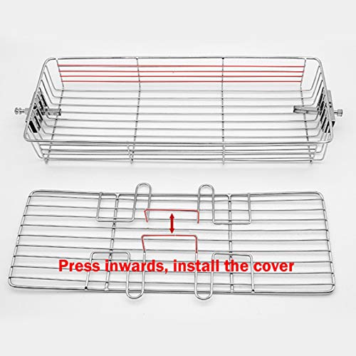 FLAMEER Stainless Steel Grilled Flat Basket, Roaster BBQ Rotisserie Skewers Oven Rotating Cage Fish Shrimp Meat Vegetables Grilling Basket Tool - Small for 25-30L Oven - Thumbnail 4