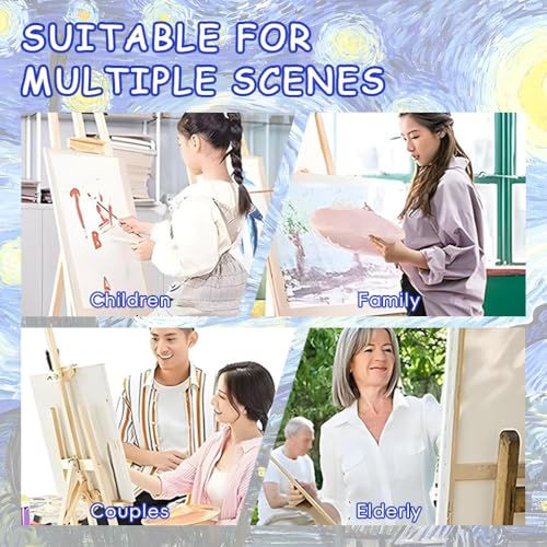 Image of HASTHIP DIY Painting Kit with Frame, Starry Night Painting By Number, Canvas Oil Painting Set for Beginners Children's Day Gift, 15.7x19.6 inches