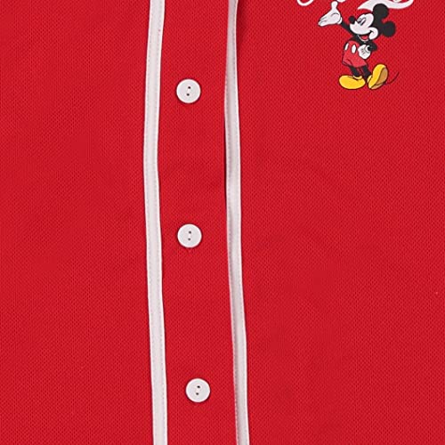 Disney Ladies Mickey Mouse Fashion Shirt - Mickey & Minnie Mouse Baseball Jersey Mickey Mouse Button Down Baseball Jersey (Red Baseball, Large) #TOP12