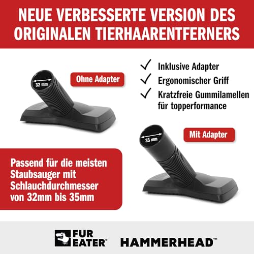 FurEater Tierhaar Staubsaugeraufsatz - Verbesserte Version | Staubsaugerbürste zur Entfernung von Tierhaaren, Fusselentferner für Möbel, Teppiche, Autoinnenräume, Tierhaarbürste mit Universaladapter