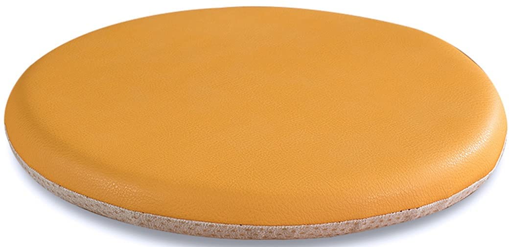 Coussin de chaise rond en cuir jaune et mousse à mémoire de forme chic 45cm