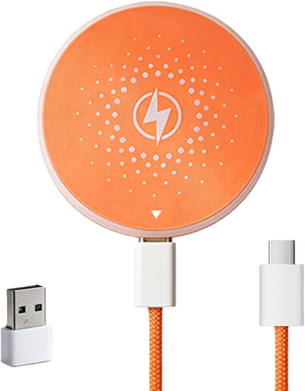 Wireless Charger, for iPhone 17, 16, 15, 14, 13, and 12 Series, Wireless Charger with USB-C/A Interface, Ultra-Thin and Portable.(Orange)