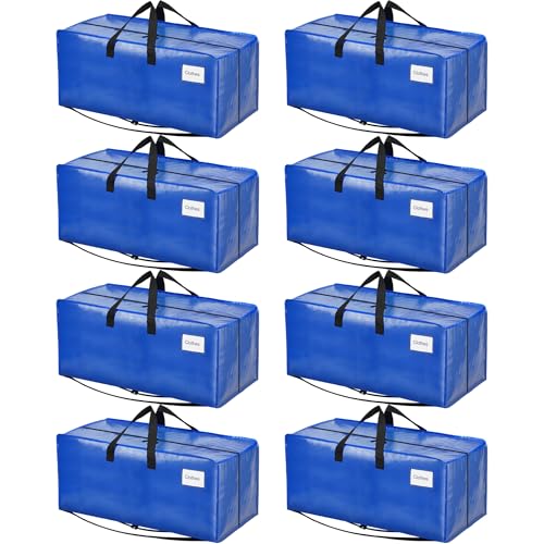 Image of BAGAIL Heavy Duty Moving Bags with Strong Handle, Extra Large Moving Boxes, Storage Tote for Clothes, College Moving Supplies(Light Blue, 8 Pack)