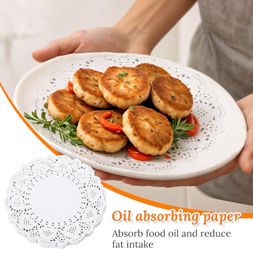 100 Stück Tortenspitzen Rund Klein, 14 cm Tortenspitze klein Rund, Rund Lace Papierdeckchen Spitze Deckchen Für Lebensmittel Rundes Papier Tischsets für Kuchen Tabletts Crafts Party Hochzeit (Weiß)