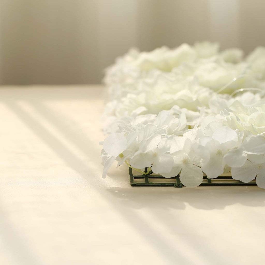 Tableclothsfactory 4 Pack 11 Sq ft. UV Protected Cream 3D Silk Rose & Hydrangea Flower Panel Wall Mat for DIY Party Centerpieces Decor
