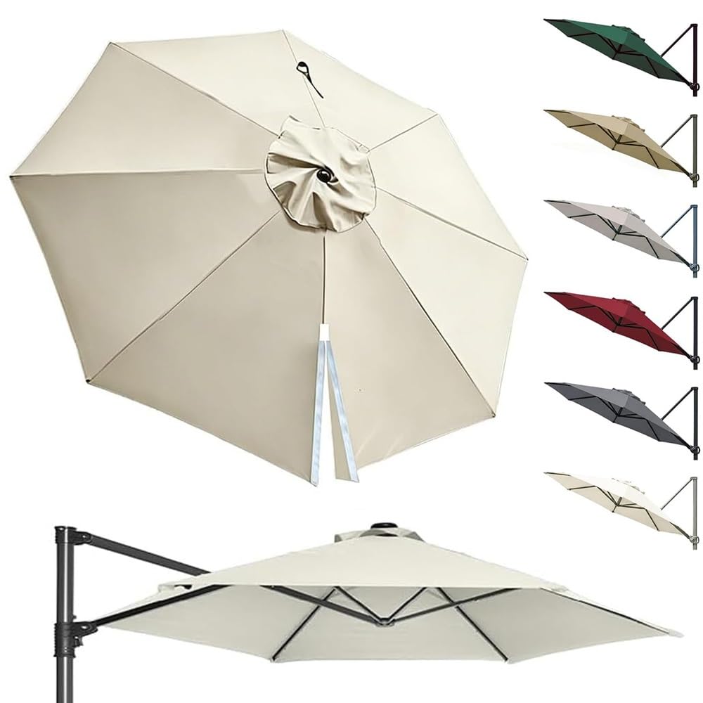 GJPXFR Cantilever Parasol Replacement Canopy For Offset Umbrella 10ft 11ft 11.5ft Round Patio Umbrella Top Cover, Offset Umbrella Top Replacement Cloth(Beige,350cm/11.5ft)