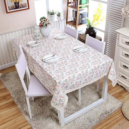 Nappe de table anti tache coton polyester rectangulaire 140x220cm decoration fleurs oiseaux - 4
