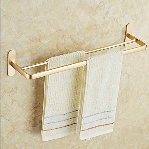 Bad-Handtuchhalter Wandmontierter Space-Handtuchhalter Aus Aluminium, Gelochtes Regal, Länge 60 cm,Gold,Double