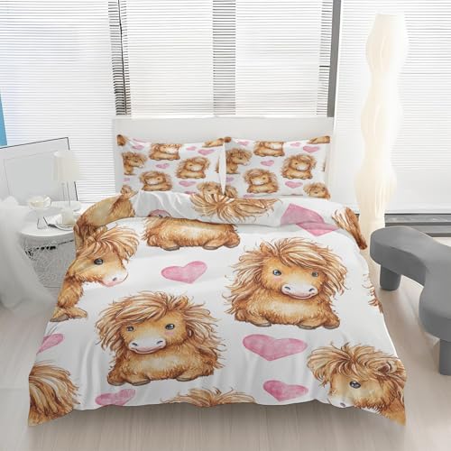 Parure de lit réversible microfibre cheval mignon ensemble de literie
