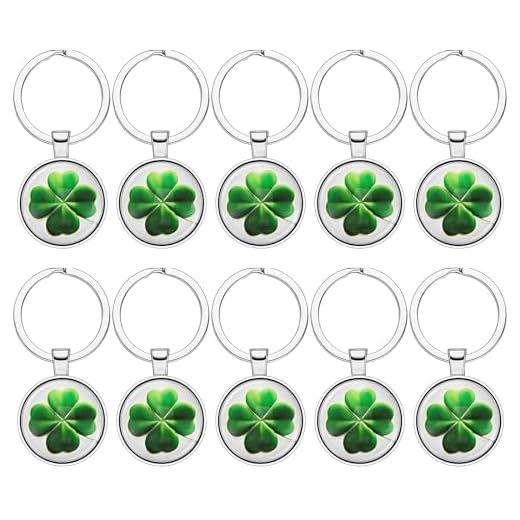 Otuuz Llaveros de Trébol de Cuatro Hojas Llaveros de Fortuna de Trébol de 3 cm Llaveros de Suerte de Trébol de Metal Regalos de Amuleto para Nuevo Trabajo Buena Suerte (10)