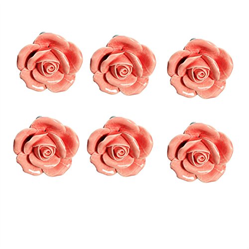 6 Pcs Rose Flower Shape 40 Mm Ceramic Pullhandle Kitchen Cabinet Cupboard Door Knob Drawer Box Bin Roller Shutter Cupboards Or Furniture Knobs Handle To Pull Handles KNOBS, Purple - View #11