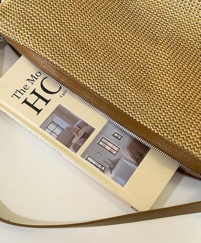 Straw Bag Slouchy Tote Bag for Women Summer Woven Beach Bag Large Shoulder Crossbody Bag Work Travel Purse 20253