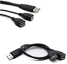 Rpanle Câble USB Splitter Y, USB 2.0 A Male to 2 Dual USB Jack Femelle Y Splitter Hub Câble Adaptateur Cordon d'alimentation 35 cm pour Laptop HDD SDD Disque Câble d'Extension