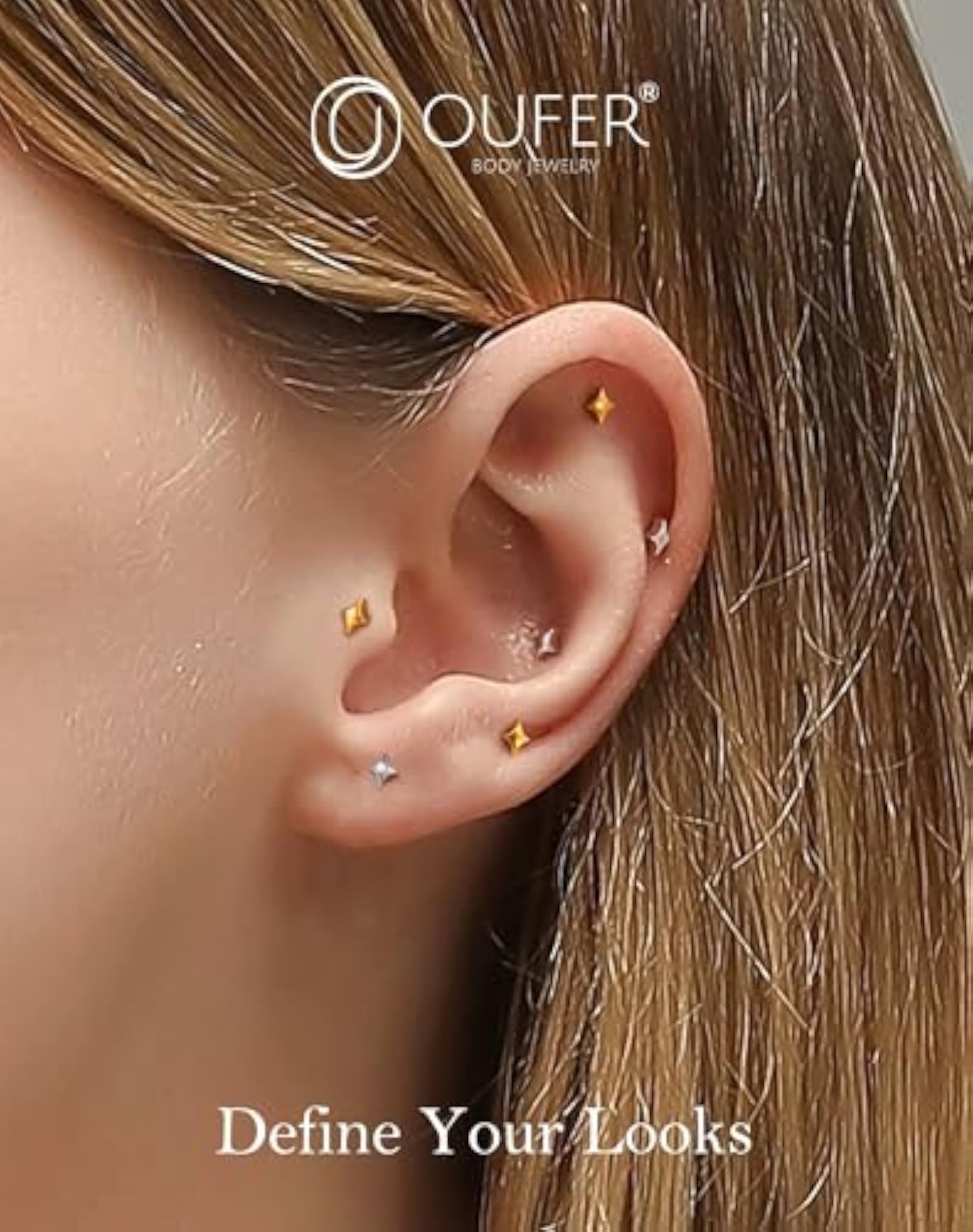 G23 Titanium Threadless Labret Studs, Flat Back Push Pin Earrings