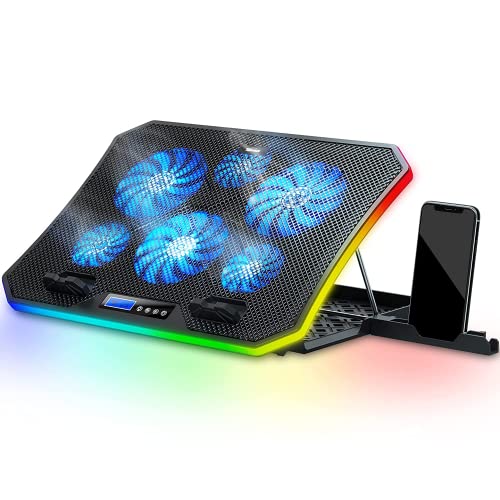 Image of Techie 2 Fan Laptop Cooling Pad with Mobile Stand for Upto 15.6 Inch Laptops with 5 Adjustable Levels. (6 Fan RGB)